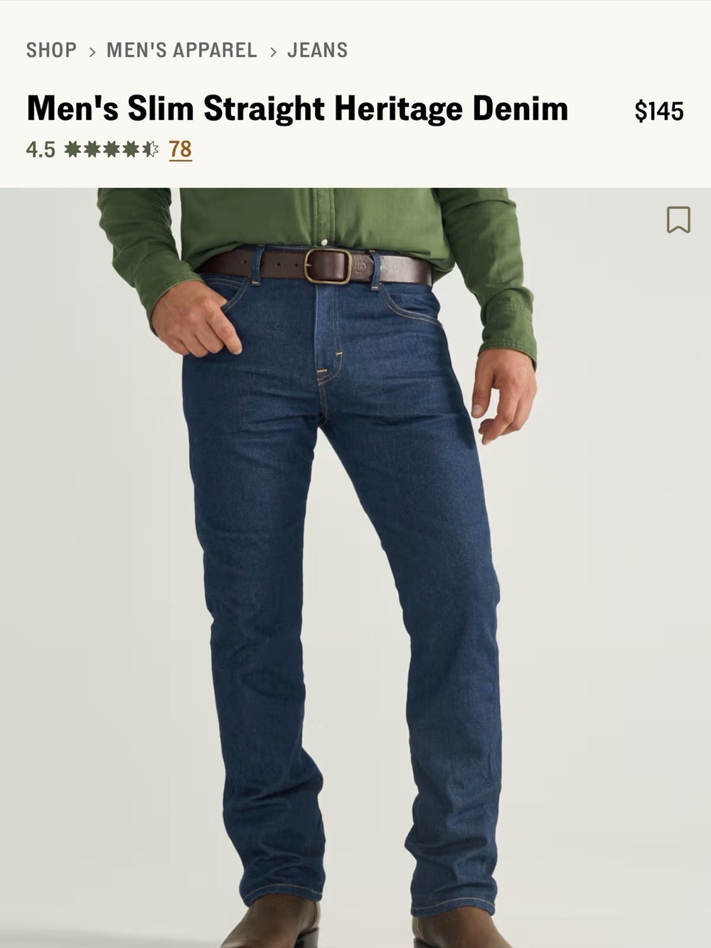 Tecovas Men's Slim Straight Heritage Denim Jeans - Blue 32 x 34